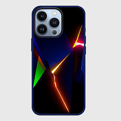 Чехол для iPhone 13 Pro Neon colored geometric, цвет: 3D-тёмно-синий