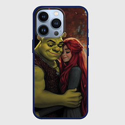 Чехол для iPhone 13 Pro Шрек и принцесса Фиона, цвет: 3D-тёмно-синий