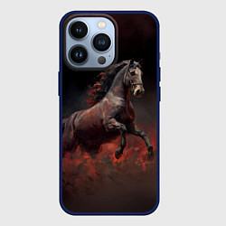 Чехол для iPhone 13 Pro Лошадь выпрыгивает из тумана, цвет: 3D-тёмно-синий