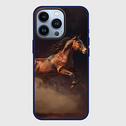 Чехол для iPhone 13 Pro Лошадь в прыжке из пыли, цвет: 3D-тёмно-синий