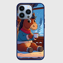 Чехол для iPhone 13 Pro Лошадка у камина, цвет: 3D-тёмно-синий