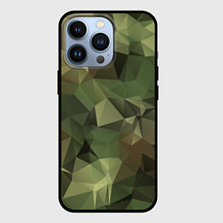 Чехол для iPhone 13 Pro Полигональный камуфляж, цвет: 3D-черный