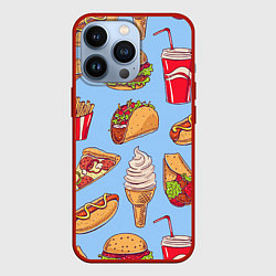 Чехол для iPhone 13 Pro Еда, цвет: 3D-красный
