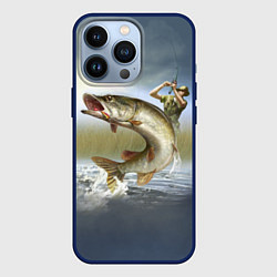 Чехол для iPhone 13 Pro Дерзская щука, цвет: 3D-тёмно-синий