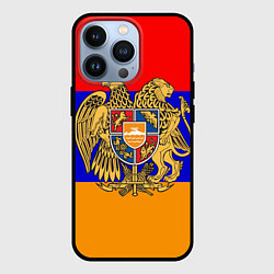 Чехол для iPhone 13 Pro Герб и флаг Армении, цвет: 3D-черный