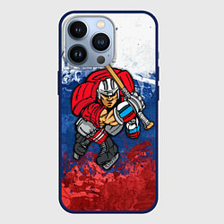 Чехол для iPhone 13 Pro Русский хоккеист, цвет: 3D-тёмно-синий