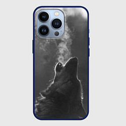 Чехол для iPhone 13 Pro Воющий волк, цвет: 3D-тёмно-синий