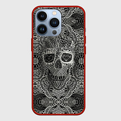 Чехол для iPhone 13 Pro Кружевной череп, цвет: 3D-красный