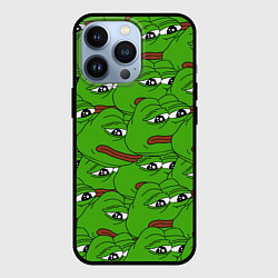 Чехол для iPhone 13 Pro Sad frogs, цвет: 3D-черный