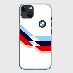 Чехол для iPhone 14 Plus BMW БМВ WHITE, цвет: 3D-голубой