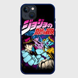 Чехол для iPhone 14 Plus Джотаро Star Platinum, JoJos Bizarre Adventure, цвет: 3D-тёмно-синий