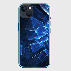 Чехол для iPhone 14 Plus Abstract geometric Прозрачные синие голографически, цвет: 3D-голубой