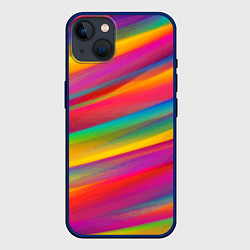 Чехол для iPhone 14 Plus Красочный летний паттерн Цветные полосы, цвет: 3D-тёмно-синий