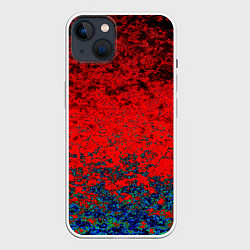 Чехол для iPhone 14 Plus Абстрактный узор мраморный красно-синий, цвет: 3D-белый