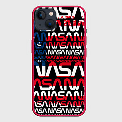 Чехол для iPhone 14 Plus Nasa usa флаг, цвет: 3D-малиновый