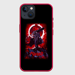 Чехол для iPhone 14 Plus Берсерк Гатс стоит на скале, цвет: 3D-малиновый