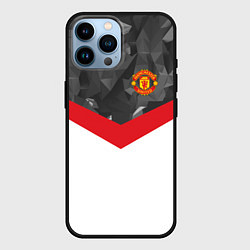 Чехол для iPhone 14 Pro Max Man United FC: Grey Polygons, цвет: 3D-черный