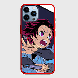 Чехол для iPhone 14 Pro Max Клинок Рассекающий Демонов, цвет: 3D-красный