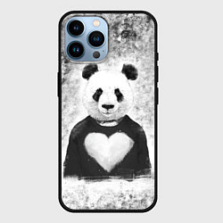 Чехол для iPhone 14 Pro Max Панда Любовь Сердце Меланж, цвет: 3D-черный