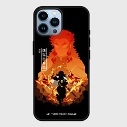 Чехол для iPhone 14 Pro Max Ренгоку Кенджуро пылай клинок демонов, цвет: 3D-черный