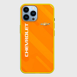 Чехол для iPhone 14 Pro Max Chevrolet Абстракция жёлтая, цвет: 3D-желтый