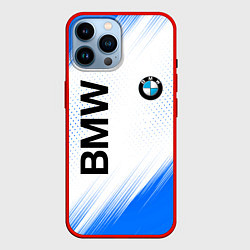Чехол для iPhone 14 Pro Max Bmw синяя текстура, цвет: 3D-красный