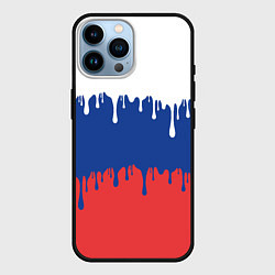 Чехол для iPhone 14 Pro Max Флаг России - потёки, цвет: 3D-черный