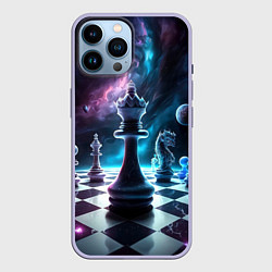 Чехол для iPhone 14 Pro Max Космические шахматы, цвет: 3D-светло-сиреневый