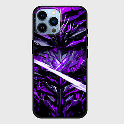 Чехол для iPhone 14 Pro Max Фиолетовый камень на чёрном фоне, цвет: 3D-черный