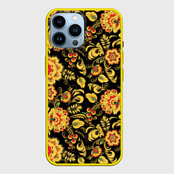 Чехол для iPhone 14 Pro Max Хохлома, цвет: 3D-желтый