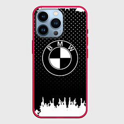 Чехол для iPhone 14 Pro BMW Black Style, цвет: 3D-малиновый