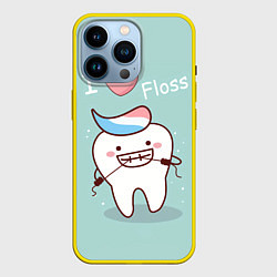 Чехол для iPhone 14 Pro Tooth, цвет: 3D-желтый