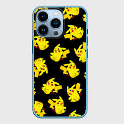 Чехол для iPhone 14 Pro Веселый пикачу, цвет: 3D-голубой