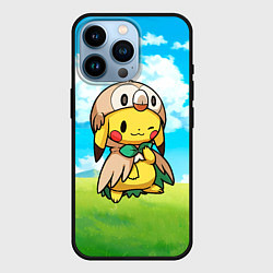 Чехол для iPhone 14 Pro Пикачу совенок, цвет: 3D-черный