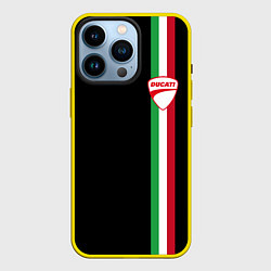 Чехол для iPhone 14 Pro DUCATI MOTOCYCLE ITALY LINE, цвет: 3D-желтый