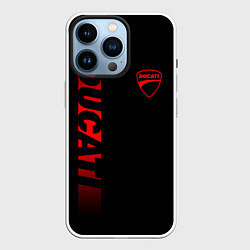 Чехол для iPhone 14 Pro DUCATI BLACK RED LINE, цвет: 3D-белый