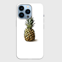Чехол для iPhone 14 Pro Pineapple watercolor, цвет: 3D-белый