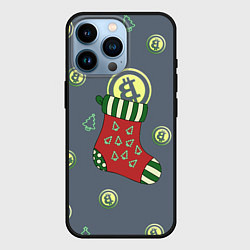 Чехол для iPhone 14 Pro Christmas funny bitcoin, цвет: 3D-черный