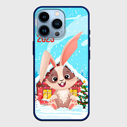 Чехол для iPhone 14 Pro Зайчик с большими ушами 2023, цвет: 3D-тёмно-синий