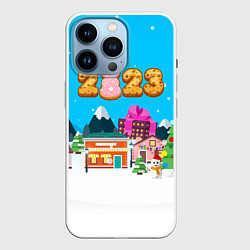 Чехол для iPhone 14 Pro Новогодний городок 2023, цвет: 3D-белый