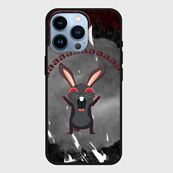 Чехол для iPhone 14 Pro Черный кролик орет как сумасшедший, цвет: 3D-черный