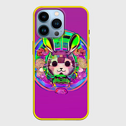 Чехол для iPhone 14 Pro Кролик Неон, цвет: 3D-желтый