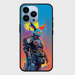 Чехол для iPhone 14 Pro Кибер-заяц - нейросеть, цвет: 3D-черный