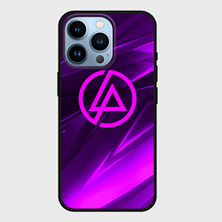 Чехол для iPhone 14 Pro Linkin park neon stripes logo, цвет: 3D-черный