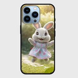 Чехол для iPhone 14 Pro Забавный белый кролик в платье, цвет: 3D-черный