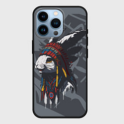 Чехол для iPhone 14 Pro Кролик-индеец, цвет: 3D-черный