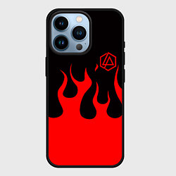 Чехол для iPhone 14 Pro Linkin park logo fire, цвет: 3D-черный