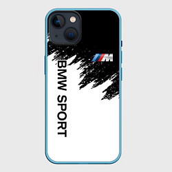 Чехол для iPhone 14 BMW, цвет: 3D-голубой