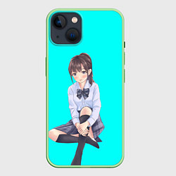 Чехол для iPhone 14 Anime girl, цвет: 3D-салатовый