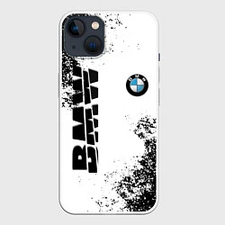 Чехол для iPhone 14 BMW БМВ РАЗРЕЗАННОЕ ЛОГО, цвет: 3D-белый